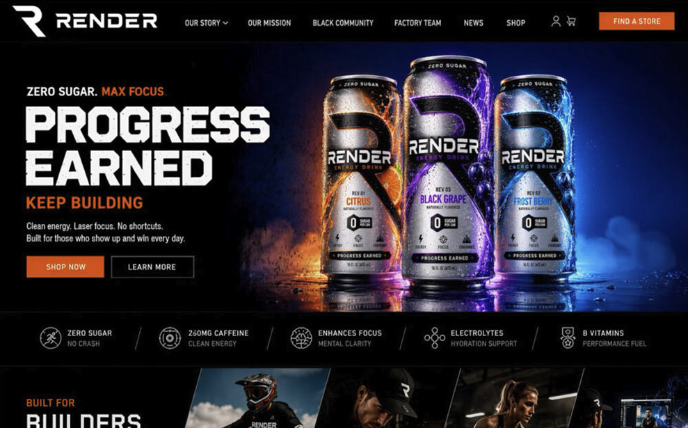 RENDER website homepage preview